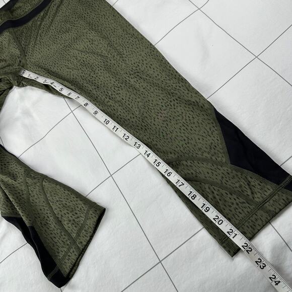 Lululemon Leggings Womens 8 Green Run Inspire Crop Luxtreme Dottie Dash Fatigue - Picture 8 of 9